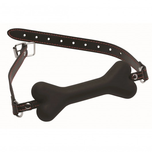Черный кляп в форме косточки Hound Adjustable Dog Bone Gag - XR Brands - купить с доставкой в Петропавловске-Камчатском