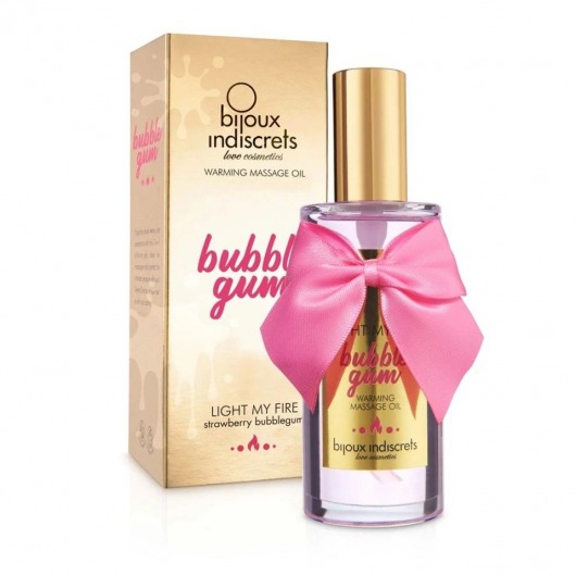 Разогревающее массажное масло Light My Fire Bubble Gum с ароматом бабл-гам - 100 мл. - Bijoux Indiscrets - купить с доставкой в Петропавловске-Камчатском