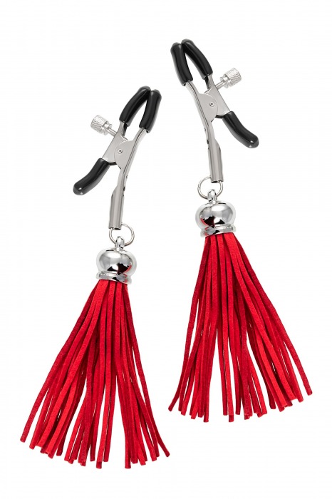Зажимы на соски «Прищепки» с красными кисточками из замши - Pecado - купить с доставкой в Петропавловске-Камчатском