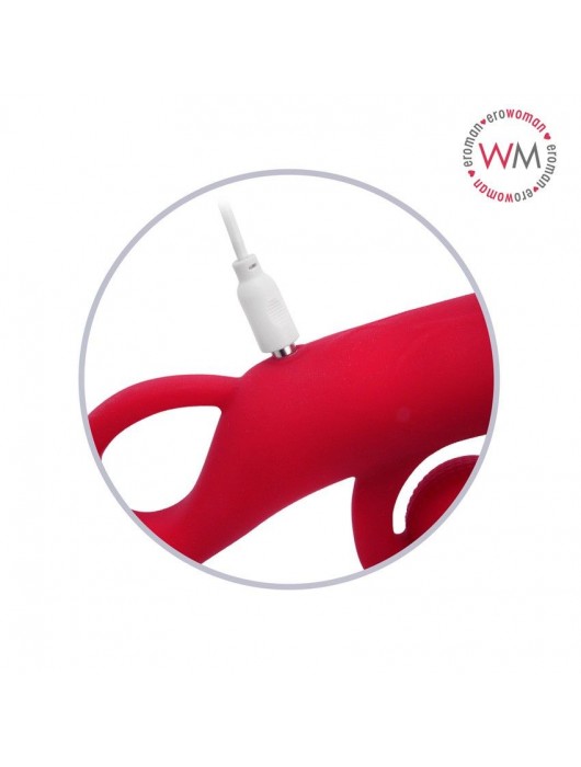 Малиновый вибратор-кролик - 20 см. - Erowoman-Eroman