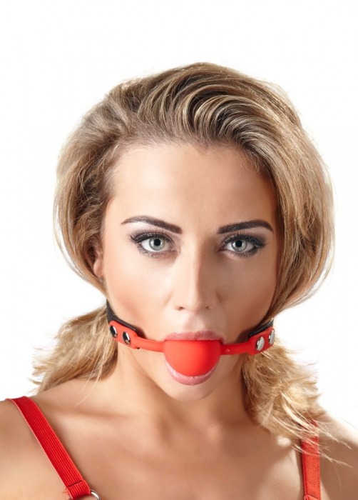 Силиконовый кляп-шар на чёрных ремешках Red Gag silicone - Orion - купить с доставкой в Петропавловске-Камчатском