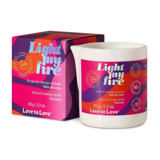 Массажная свеча Light My Fire Coconut с ароматом кокоса - 65 гр. - Love to Love - купить с доставкой в Петропавловске-Камчатском