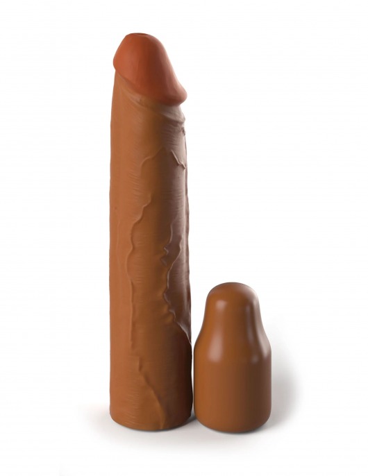 Коричневая насадка на член 2  Silicone X-tension - 20,3 см. - Pipedream - в Петропавловске-Камчатском купить с доставкой