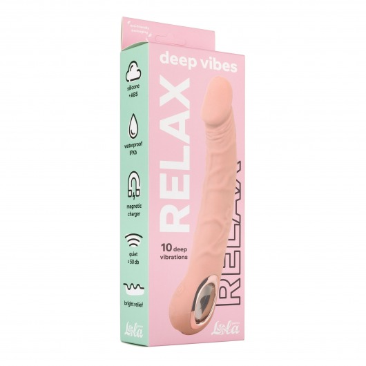 Телесный перезаряжаемый реалистичный вибратор Relax - 22 см. - Lola Games
