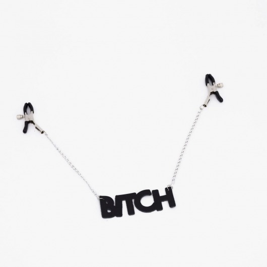 Зажимы на соски с кожаной подвеской Bitch - Crazy Handmade - купить с доставкой в Петропавловске-Камчатском