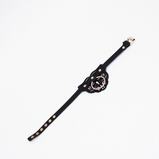 Черный чокер с клепками и золотистой фурнитурой - Crazy Handmade - купить с доставкой в Петропавловске-Камчатском