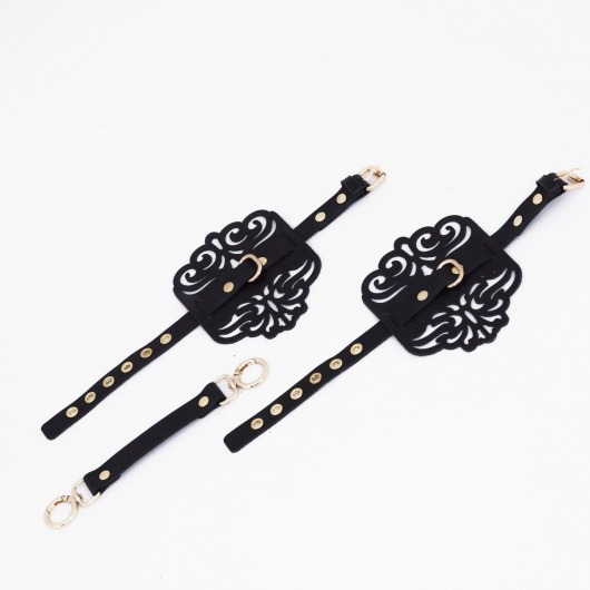 Черный фигурные оковы с золотистой фурнитурой - Crazy Handmade - купить с доставкой в Петропавловске-Камчатском