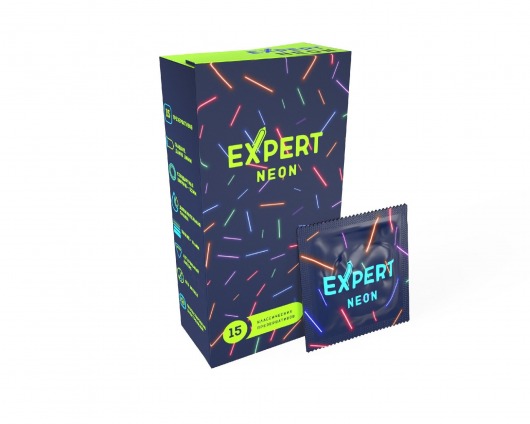 Светящиеся в темноте презервативы Expert Neon - 15 шт. - Expert - купить с доставкой в Петропавловске-Камчатском