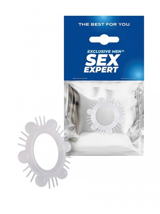 Эластичное эрекционное кольцо с шипиками и шариками - Sex Expert - в Петропавловске-Камчатском купить с доставкой