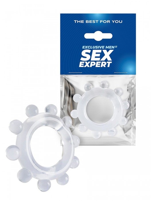 Прозрачное эрекционное кольцо со стимулирующими шариками - Sex Expert - в Петропавловске-Камчатском купить с доставкой