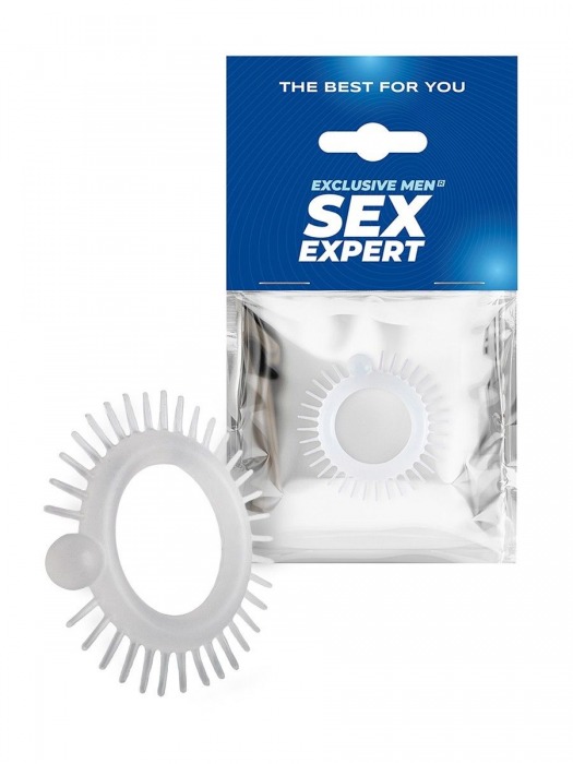 Эластичное эрекционное кольцо с шипиками и шариком - Sex Expert - в Петропавловске-Камчатском купить с доставкой