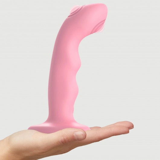 Розовая насадка-стимулятор Strap-On-Me Tapping Dildo Wave - Strap-on-me - купить с доставкой в Петропавловске-Камчатском