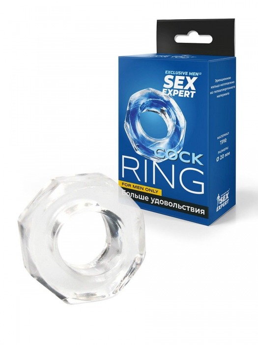 Прозрачное эрекционное кольцо в форме гайки - Sex Expert - в Петропавловске-Камчатском купить с доставкой