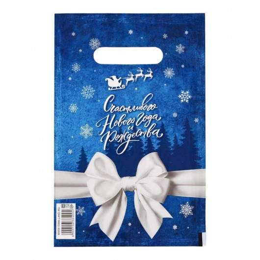 Сине-белый подарочный новогодний пакет с вырубной ручкой (20х30 см) - Сима-Ленд - купить с доставкой в Петропавловске-Камчатском