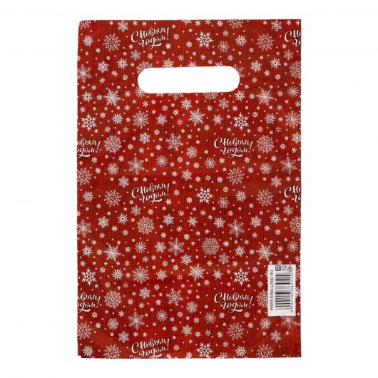 Красный подарочный новогодний пакет с вырубной ручкой (20х30 см) - Сима-Ленд - купить с доставкой в Петропавловске-Камчатском