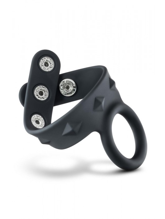 Черное эрекционное кольцо с подхватом мошонки на кнопках VS6 - Blush Novelties - в Петропавловске-Камчатском купить с доставкой