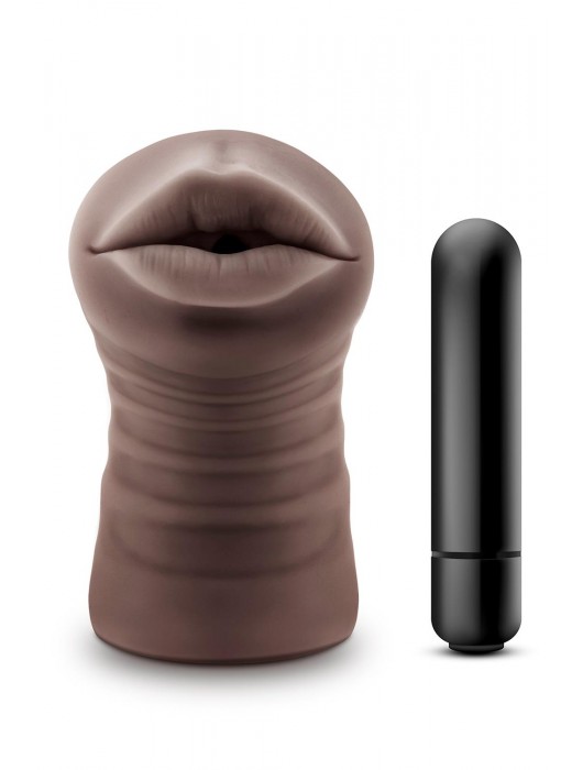 Коричневый мастурбатор-ротик Krystal Vibrating Masturbator - Blush Novelties - в Петропавловске-Камчатском купить с доставкой