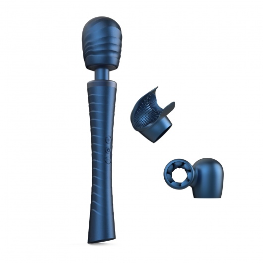 Синий вибромассажёр с насадками Man.wand Edgy - Manwan - в Петропавловске-Камчатском купить с доставкой