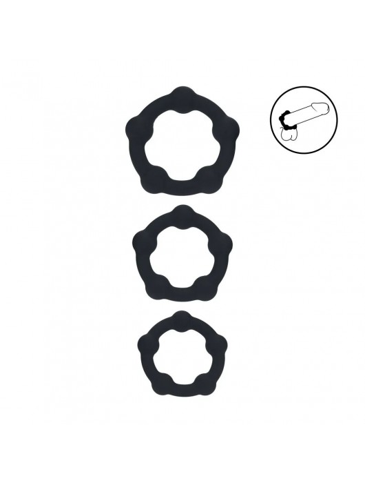 Набор из 3 эрекционных колец Beaded Silicone Cockring Set - Shots Media BV - в Петропавловске-Камчатском купить с доставкой