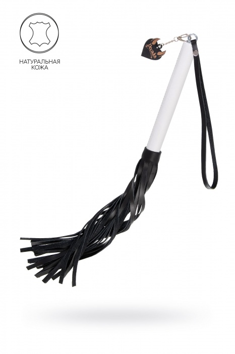 Плеть с белой рукоятью и чёрными хлыстами - 50 см. - Pecado - купить с доставкой в Петропавловске-Камчатском