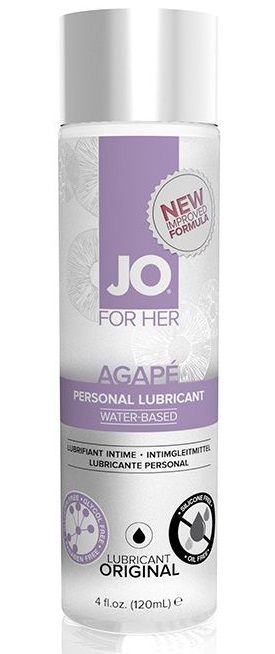 Женский лубрикант на водной основе JO AGAPE LUBRICANT ORIGINAL - 120 мл. - System JO - купить с доставкой в Петропавловске-Камчатском