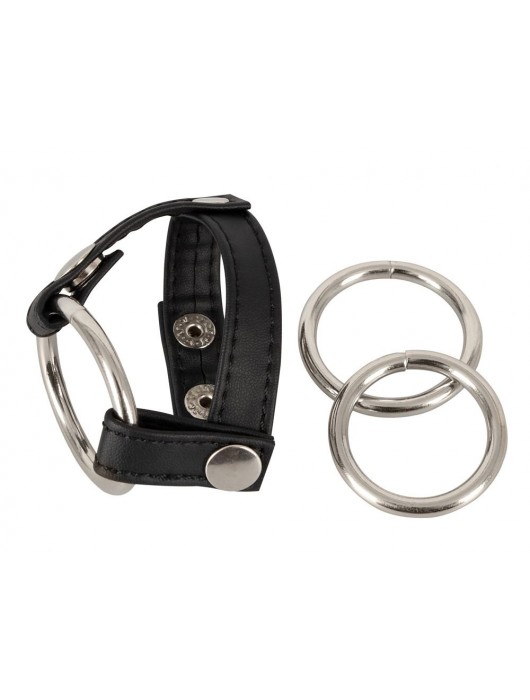 Подхват для мошонки с 3 съемными эрекционными кольцами Leder-Riemen - Orion - в Петропавловске-Камчатском купить с доставкой