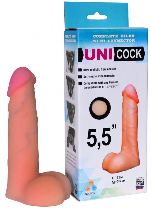 Фаллическая насадка Харнесс UNICOCK 5,5  - 17 см. - LOVETOY (А-Полимер) - купить с доставкой в Петропавловске-Камчатском