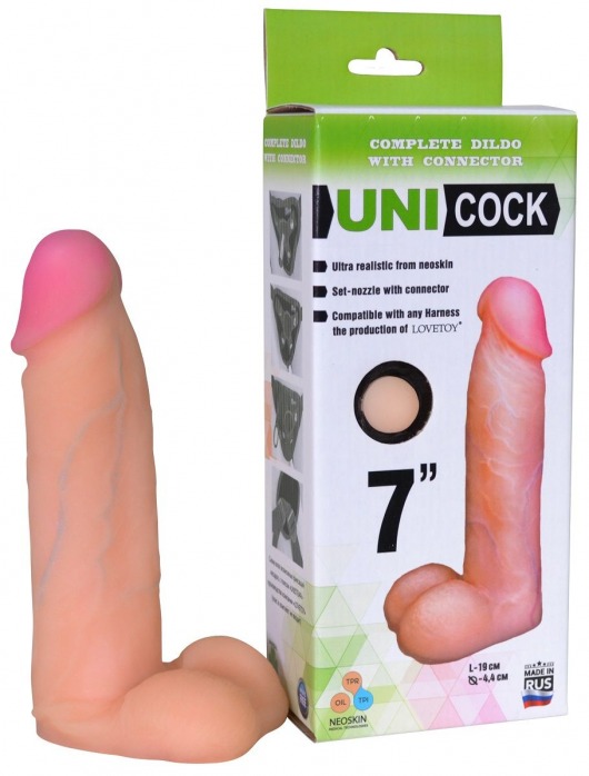 Фаллическая насадка Харнесс UNICOCK 7  - 19 см. - LOVETOY (А-Полимер) - купить с доставкой в Петропавловске-Камчатском