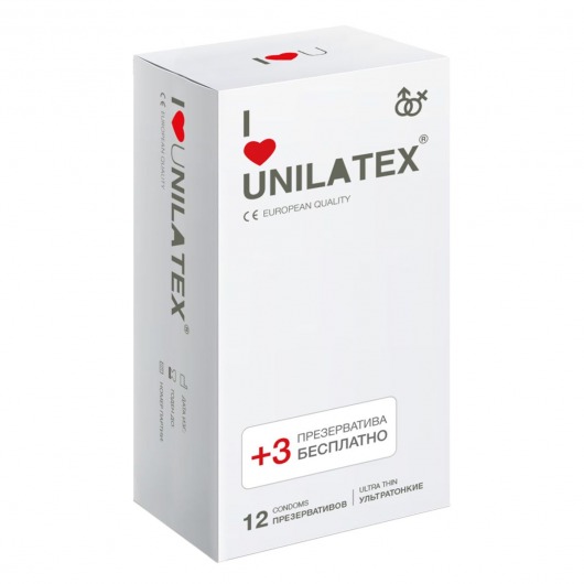 Ультратонкие презервативы Unilatex Ultra Thin - 12 шт. + 3 шт. в подарок - Unilatex - купить с доставкой в Петропавловске-Камчатском