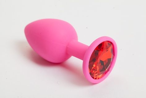 Розовая анальная пробка с красным кристаллом - 9,5 см. - 4sexdreaM - купить с доставкой в Петропавловске-Камчатском