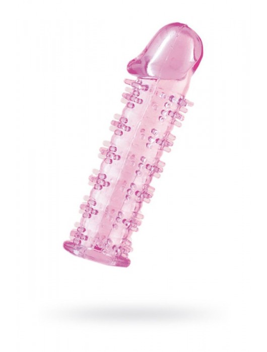 Гелевая розовая насадка на фаллос с шипами - 12 см. - Toyfa Basic - в Петропавловске-Камчатском купить с доставкой
