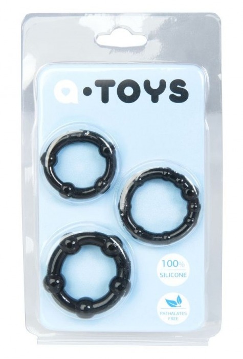 Набор из 3 чёрных эрекционных колец A-toys - A-toys - в Петропавловске-Камчатском купить с доставкой