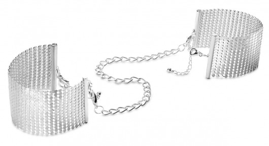 Серебристые наручники-браслеты Desir Metallique Handcuffs - Bijoux Indiscrets - купить с доставкой в Петропавловске-Камчатском