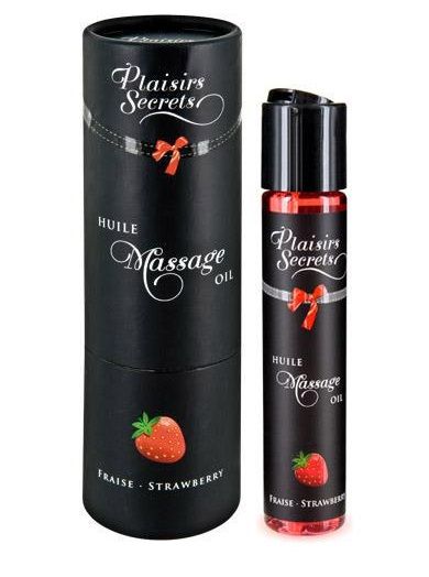 Массажное масло с ароматом клубники Huile de Massage Gourmande Fraise des Bois - 59 мл. - Plaisir Secret - купить с доставкой в Петропавловске-Камчатском