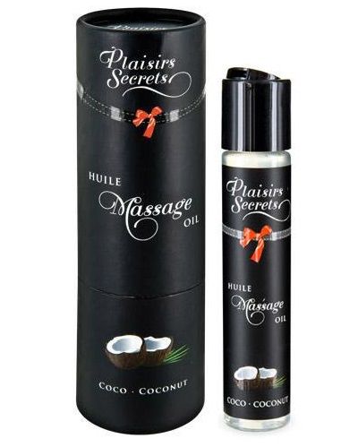 Массажное масло с ароматом кокоса Huile de Massage Gourmande Coco - 59 мл. - Plaisir Secret - купить с доставкой в Петропавловске-Камчатском