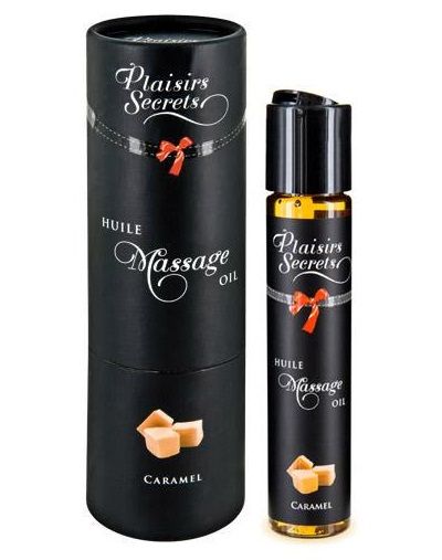 Массажное масло с ароматом карамели Huile de Massage Gourmande Caramel - 59 мл. - Plaisir Secret - купить с доставкой в Петропавловске-Камчатском