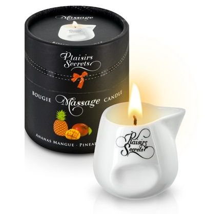 Массажная свеча с ароматом манго и ананаса Bougie de Massage Ananas Mangue - 80 мл. - Plaisir Secret - купить с доставкой в Петропавловске-Камчатском