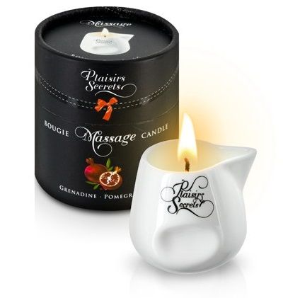 Массажная свеча с ароматом граната Bougie de Massage Gourmande Grenadine - 80 мл. - Plaisir Secret - купить с доставкой в Петропавловске-Камчатском