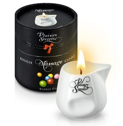 Массажная свеча с ароматом бубль-гума Bougie de Massage Gourmande Bubble Gum - 80 мл. - Plaisir Secret - купить с доставкой в Петропавловске-Камчатском