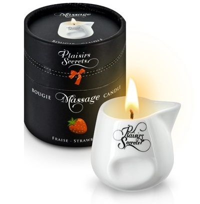 Массажная свеча с ароматом клубники Bougie de Massage Gourmande Fraise - 80 мл. - Plaisir Secret - купить с доставкой в Петропавловске-Камчатском