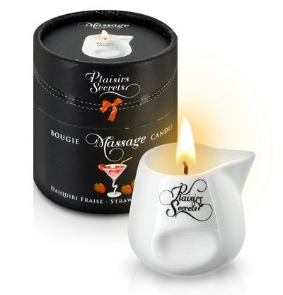 Массажная свеча с ароматом клубничного дайкири Bougie de Massage Daikiri Fraise - 80 мл. - Plaisir Secret - купить с доставкой в Петропавловске-Камчатском