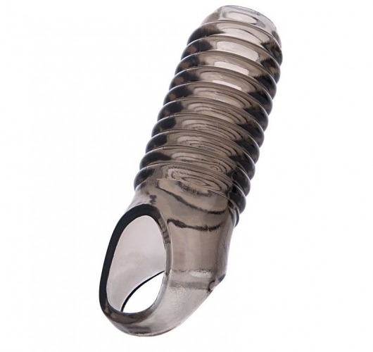 Дымчатая насадка с рёбрышками и подхватом мошонки ToyFa XLover - 12,5 см. - ToyFa - в Петропавловске-Камчатском купить с доставкой