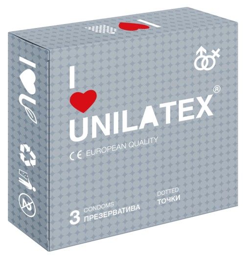 Презервативы с точками Unilatex Dotted - 3 шт. - Unilatex - купить с доставкой в Петропавловске-Камчатском