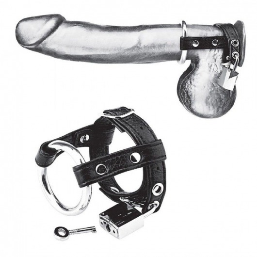 Утяжка на пенис на замочке Duo Cock And Ball Lock - BlueLine - купить с доставкой в Петропавловске-Камчатском