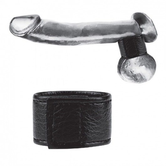 Чёрная утяжка на мошонку 1  Velcro Ball Stretcher - BlueLine - купить с доставкой в Петропавловске-Камчатском