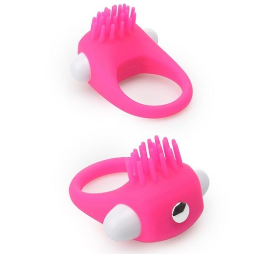 Розовое эрекционное кольцо с щеточкой LIT-UP SILICONE STIMU RING 5 - Dream Toys - в Петропавловске-Камчатском купить с доставкой