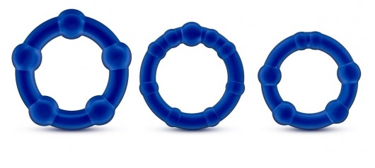 Набор из 3 синих эрекционных колец Stay Hard Beaded Cockrings - Blush Novelties - в Петропавловске-Камчатском купить с доставкой