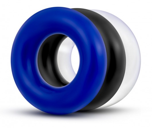 Набор из 3 разноцветных колец Stay Hard Donut Rings - Blush Novelties - в Петропавловске-Камчатском купить с доставкой
