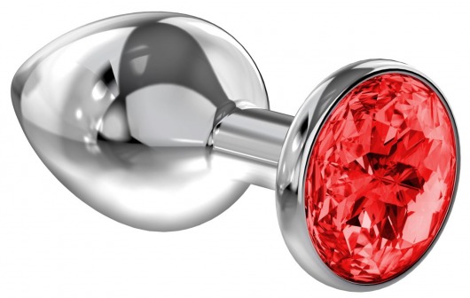 Большая серебристая анальная пробка Diamond Red Sparkle Large с красным кристаллом - 8 см. - Lola Games - купить с доставкой в Петропавловске-Камчатском