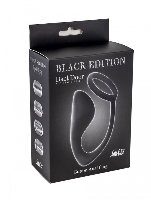 Чёрное эрекционное кольцо с анальной пробкой Button Anal Plug - Lola Games - в Петропавловске-Камчатском купить с доставкой